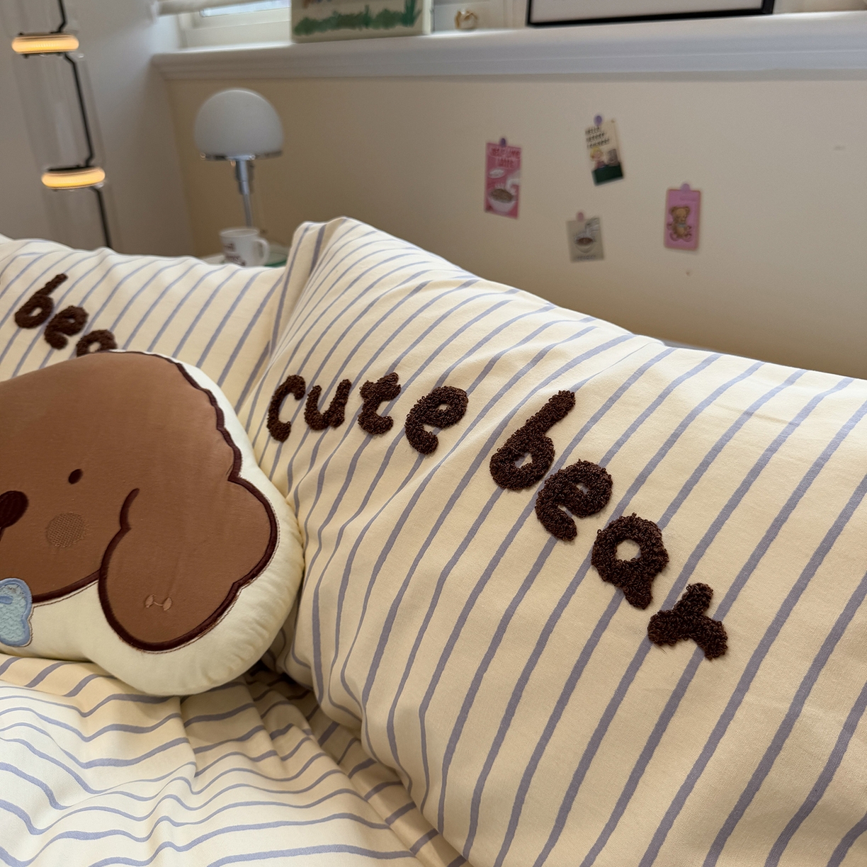 91家纺网 家纺一手货源 找家纺 慕尚家纺 2025新款全棉磨毛毛巾绣四件套 音乐小熊