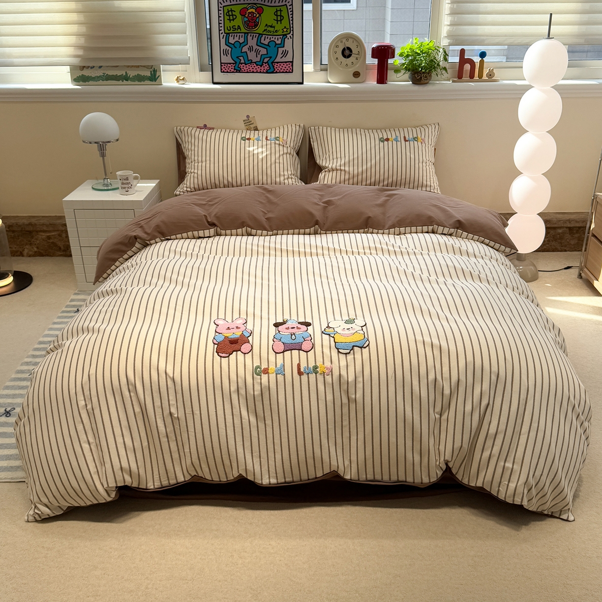 慕尚家纺 2025新款全棉磨毛毛巾绣单被套 奶萌小狗们