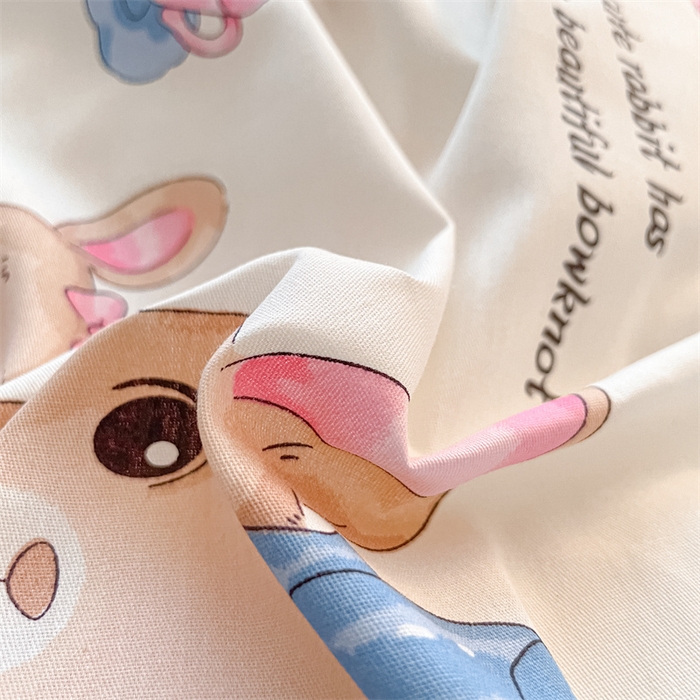 91家纺网 家纺一手货源 找家纺 澜妃 2025春夏新款12868全棉纯棉印花单被套 萌兔精灵