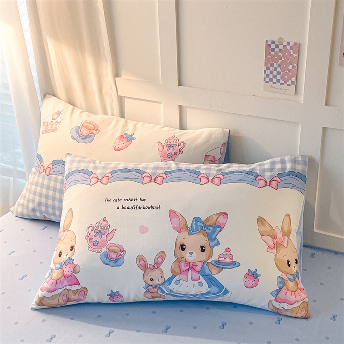 91家纺网 家纺一手货源 找家纺 澜妃 2025春夏新款12868全棉纯棉印花单被套 萌兔精灵