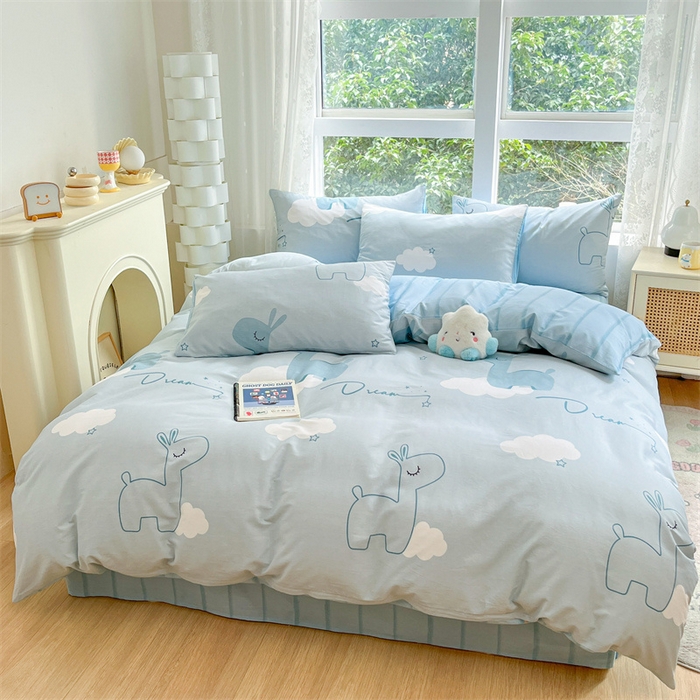 91家纺网 家纺一手货源 找家纺 澜妃 2025春夏新款12868全棉纯棉印花单被套 睡梦鹿