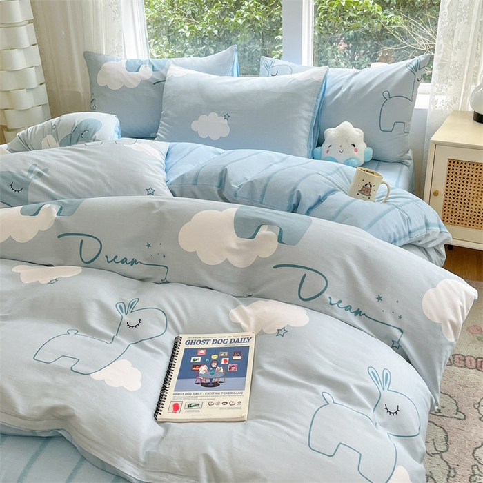 91家纺网 家纺一手货源 找家纺 澜妃 2025春夏新款12868全棉纯棉印花单被套 睡梦鹿