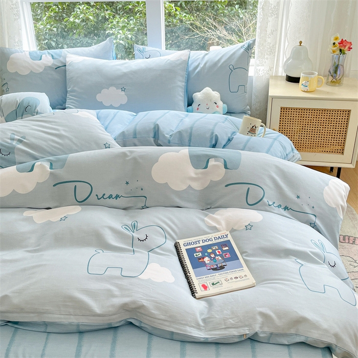 91家纺网 家纺一手货源 找家纺 澜妃 2025春夏新款12868全棉纯棉印花单被套 睡梦鹿