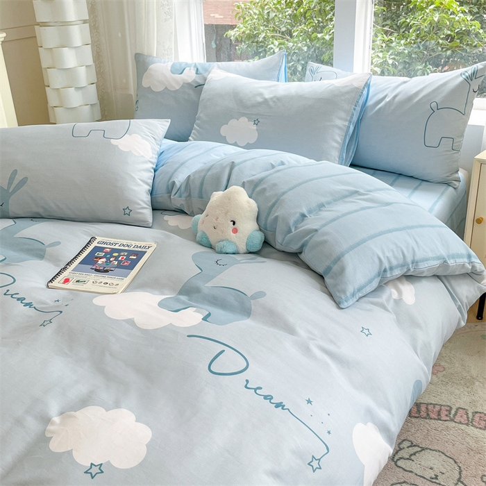 91家纺网 家纺一手货源 找家纺 澜妃 2025春夏新款12868全棉纯棉印花单被套 睡梦鹿