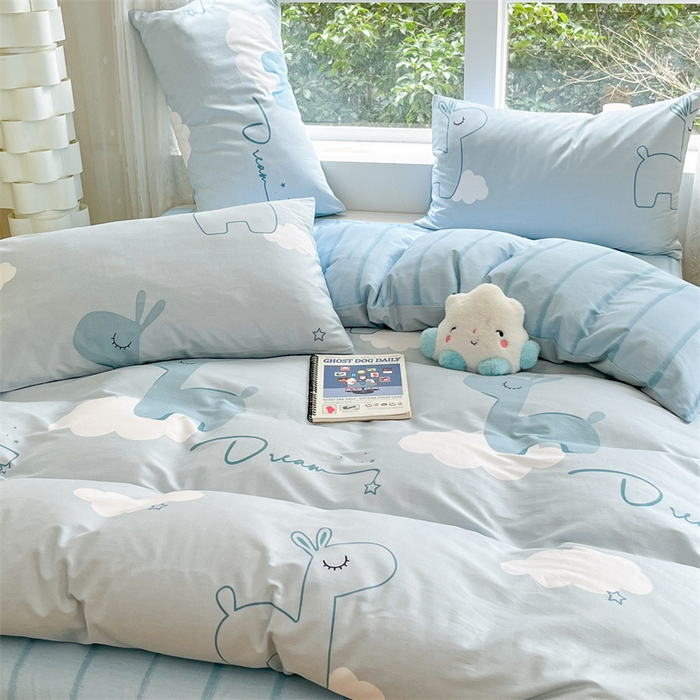 91家纺网 家纺一手货源 找家纺 澜妃 2025春夏新款12868全棉纯棉印花单被套 睡梦鹿