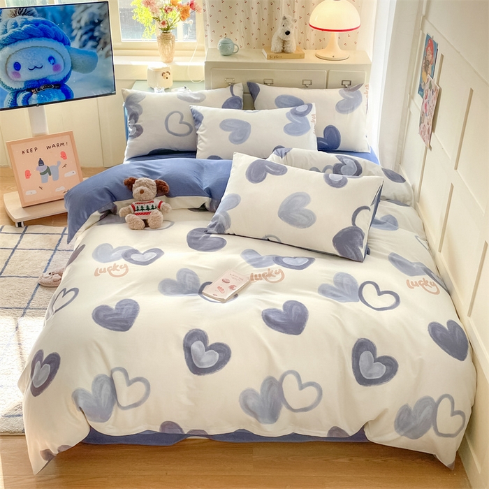 91家纺网 家纺一手货源 找家纺 澜妃 2025春夏新款12868全棉纯棉印花单被套 幸运星-蓝
