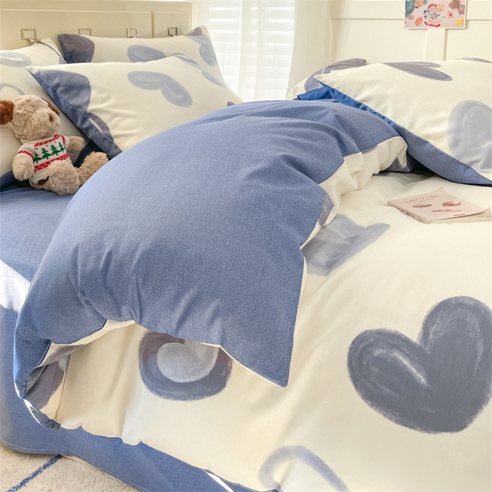 91家纺网 家纺一手货源 找家纺 澜妃 2025春夏新款12868全棉纯棉印花单被套 幸运星-蓝