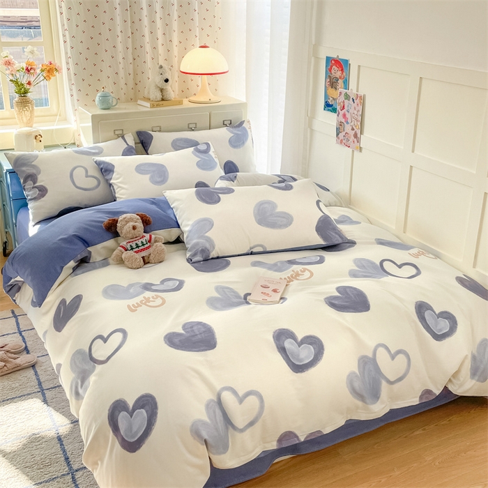 91家纺网 家纺一手货源 找家纺 澜妃 2025春夏新款12868全棉纯棉印花单被套 幸运星-蓝