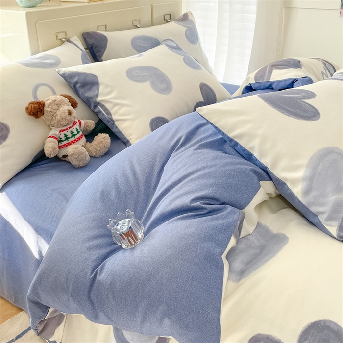 91家纺网 家纺一手货源 找家纺 澜妃 2025春夏新款12868全棉纯棉印花单被套 幸运星-蓝