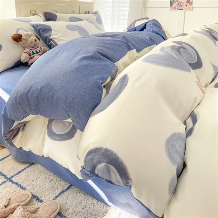 91家纺网 家纺一手货源 找家纺 澜妃 2025春夏新款12868全棉纯棉印花单被套 幸运星-蓝