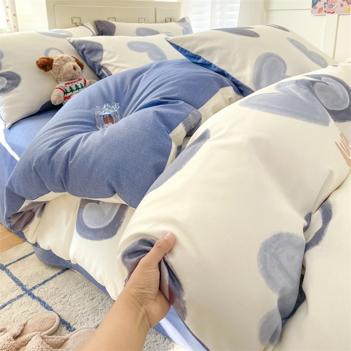 91家纺网 家纺一手货源 找家纺 澜妃 2025春夏新款12868全棉纯棉印花单被套 幸运星-蓝