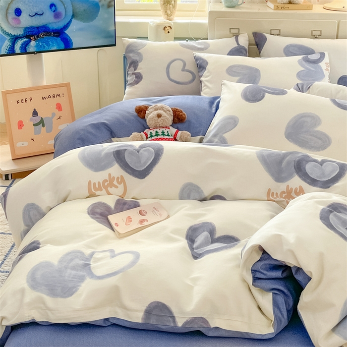 91家纺网 家纺一手货源 找家纺 澜妃 2025春夏新款12868全棉纯棉印花单被套 幸运星-蓝