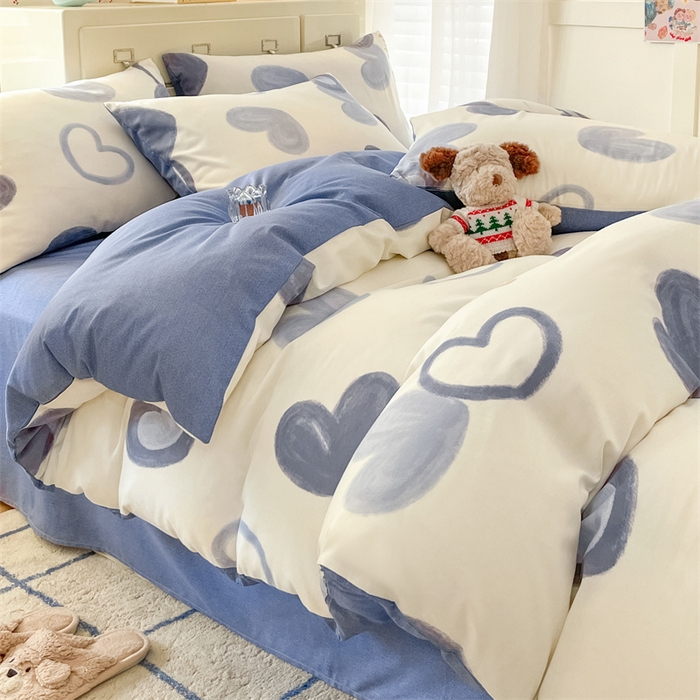 91家纺网 家纺一手货源 找家纺 澜妃 2025春夏新款12868全棉纯棉印花单被套 幸运星-蓝