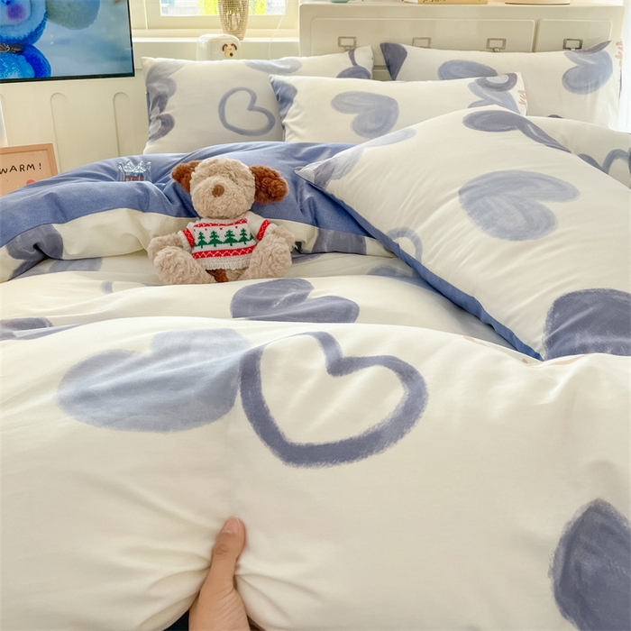 91家纺网 家纺一手货源 找家纺 澜妃 2025春夏新款12868全棉纯棉印花单被套 幸运星-蓝