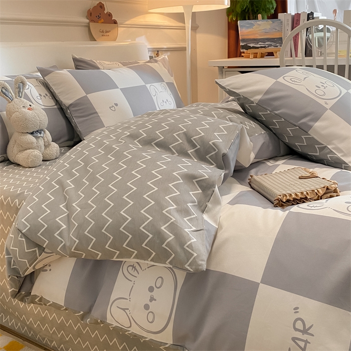 91家纺网 家纺一手货源 找家纺 澜妃 2025春夏新款12868全棉纯棉印花单被套 斑尼兔