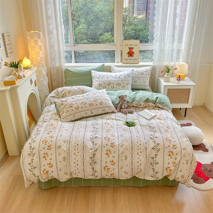 91家纺网 家纺一手货源 找家纺 澜妃 2025春夏新款12868全棉纯棉印花单被套 碧晨春泥