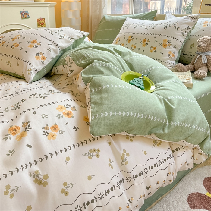 91家纺网 家纺一手货源 找家纺 澜妃 2025春夏新款12868全棉纯棉印花单被套 碧晨春泥