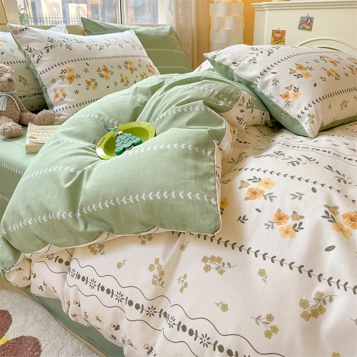 91家纺网 家纺一手货源 找家纺 澜妃 2025春夏新款12868全棉纯棉印花单被套 碧晨春泥