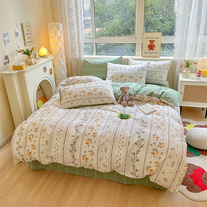 91家纺网 家纺一手货源 找家纺 澜妃 2025春夏新款12868全棉纯棉印花单被套 碧晨春泥