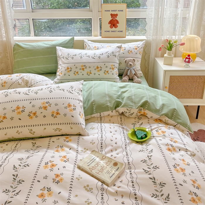 91家纺网 家纺一手货源 找家纺 澜妃 2025春夏新款12868全棉纯棉印花单被套 碧晨春泥