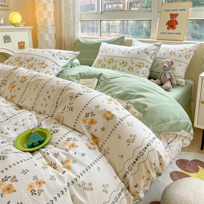 91家纺网 家纺一手货源 找家纺 澜妃 2025春夏新款12868全棉纯棉印花单被套 碧晨春泥