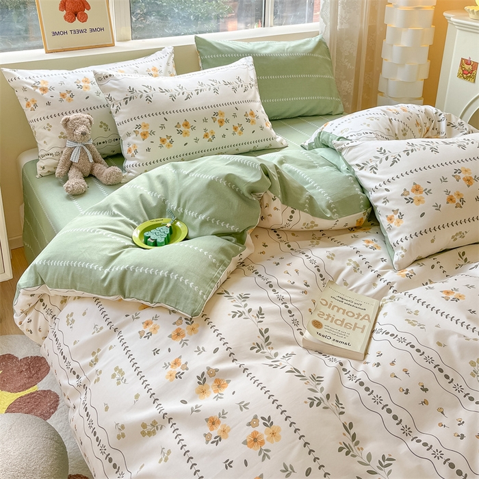 91家纺网 家纺一手货源 找家纺 澜妃 2025春夏新款12868全棉纯棉印花单被套 碧晨春泥