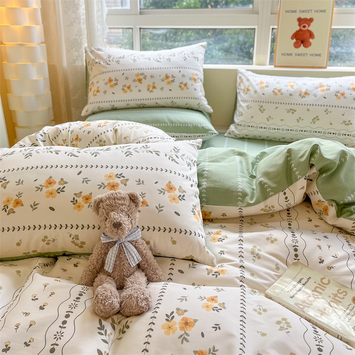 91家纺网 家纺一手货源 找家纺 澜妃 2025春夏新款12868全棉纯棉印花单被套 碧晨春泥