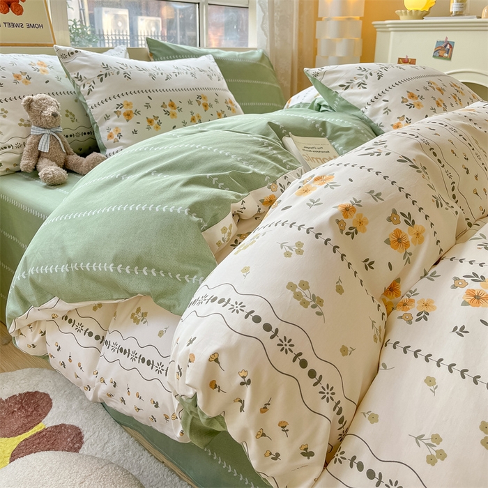 91家纺网 家纺一手货源 找家纺 澜妃 2025春夏新款12868全棉纯棉印花单被套 碧晨春泥