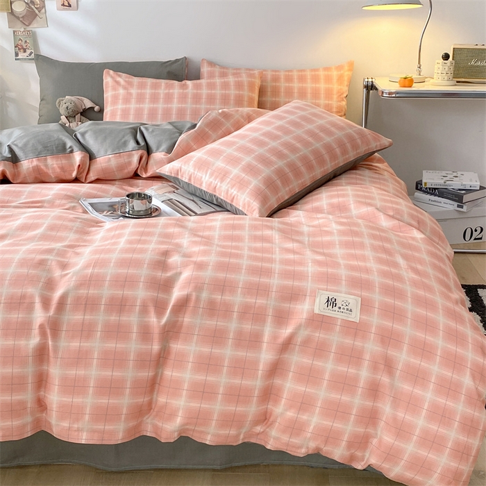 91家纺网 家纺一手货源 找家纺 澜妃 2025春夏新款12868全棉纯棉印花单被套 粉小格