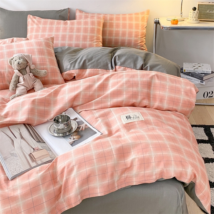 91家纺网 家纺一手货源 找家纺 澜妃 2025春夏新款12868全棉纯棉印花单被套 粉小格