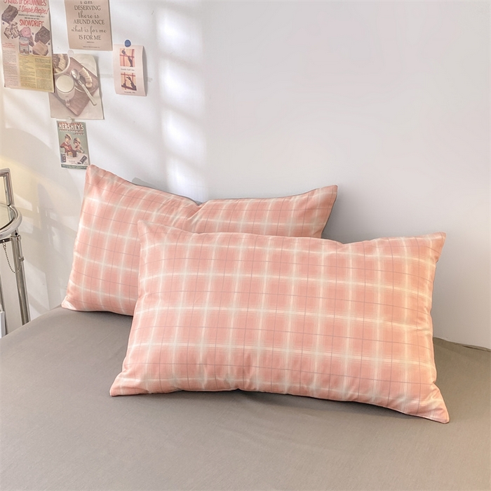 91家纺网 家纺一手货源 找家纺 澜妃 2025春夏新款12868全棉纯棉印花单被套 粉小格