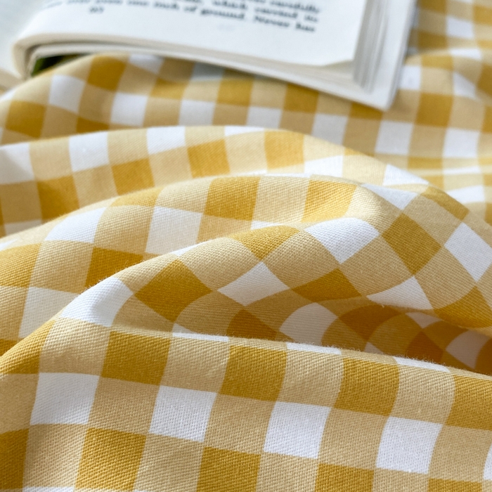 91家纺网 家纺一手货源 找家纺 澜妃 2025春夏新款12868全棉纯棉印花单被套 黄小格