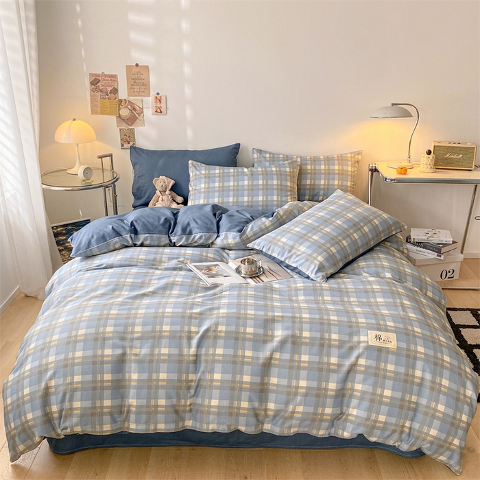91家纺网 家纺一手货源 找家纺 澜妃 2025春夏新款12868全棉纯棉印花单被套 简约-蓝