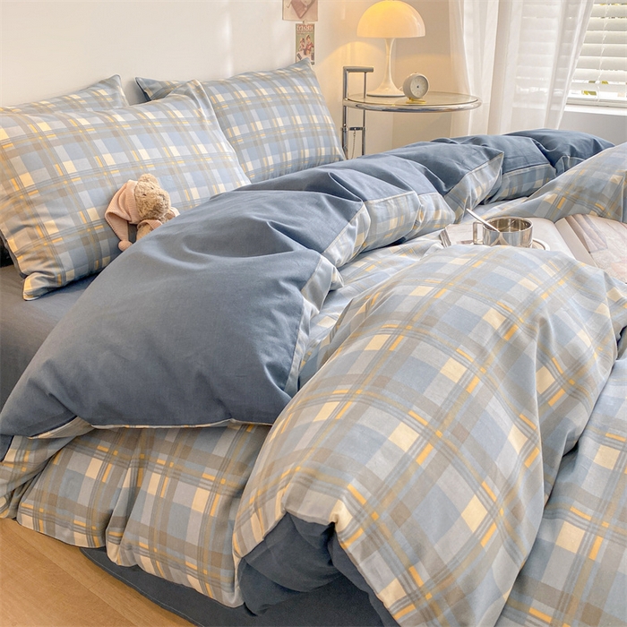 91家纺网 家纺一手货源 找家纺 澜妃 2025春夏新款12868全棉纯棉印花单被套 简约-蓝