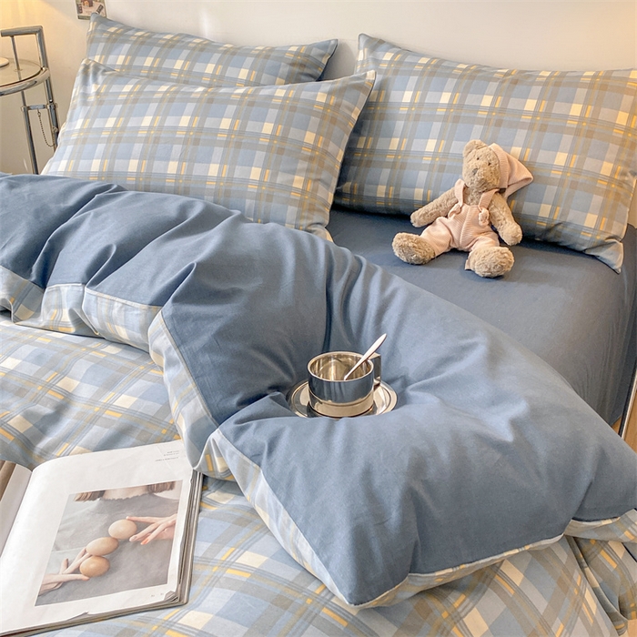 91家纺网 家纺一手货源 找家纺 澜妃 2025春夏新款12868全棉纯棉印花单被套 简约-蓝