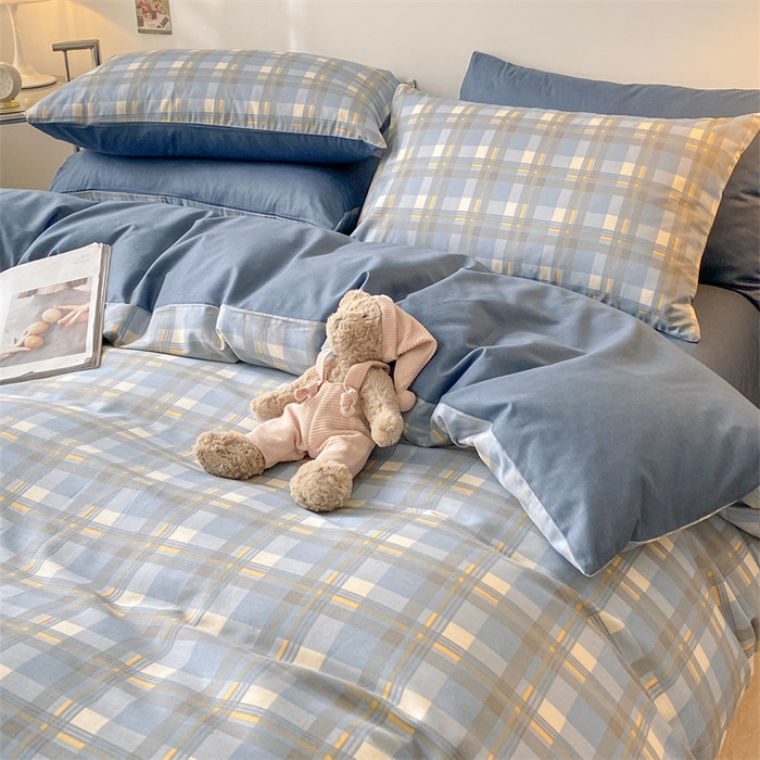 91家纺网 家纺一手货源 找家纺 澜妃 2025春夏新款12868全棉纯棉印花单被套 简约-蓝