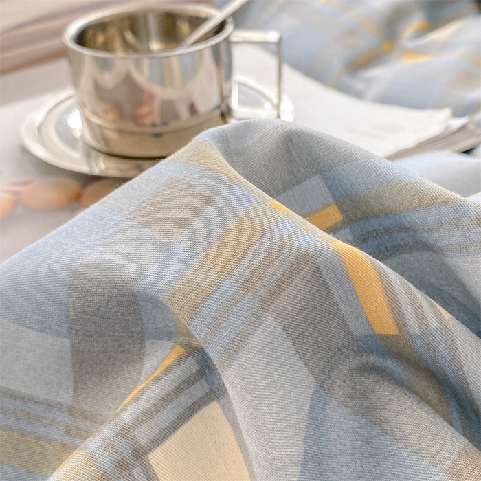 91家纺网 家纺一手货源 找家纺 澜妃 2025春夏新款12868全棉纯棉印花单被套 简约-蓝