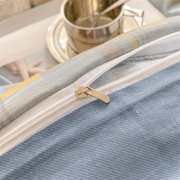 91家纺网 家纺一手货源 找家纺 澜妃 2025春夏新款12868全棉纯棉印花单被套 简约-蓝