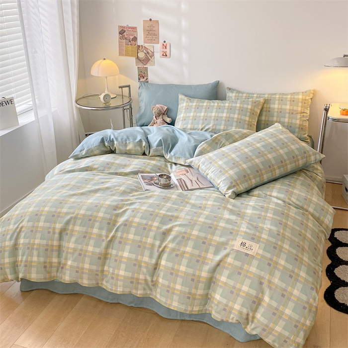 91家纺网 家纺一手货源 找家纺 澜妃 2025春夏新款12868全棉纯棉印花单被套 简约-绿