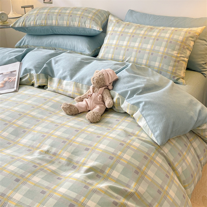 91家纺网 家纺一手货源 找家纺 澜妃 2025春夏新款12868全棉纯棉印花单被套 简约-绿