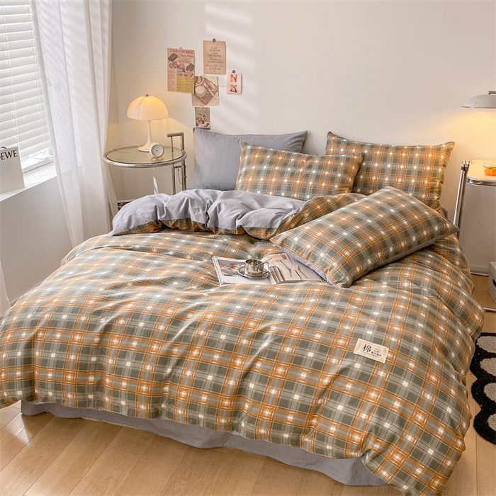 91家纺网 家纺一手货源 找家纺 澜妃 2025春夏新款12868全棉纯棉印花单被套 卡其