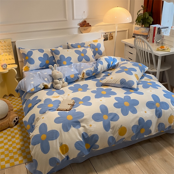 91家纺网 家纺一手货源 找家纺 澜妃 2025春夏新款12868全棉纯棉印花单被套 蓝风铃