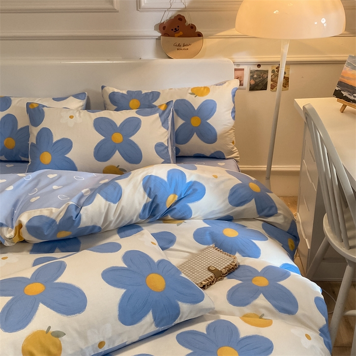 91家纺网 家纺一手货源 找家纺 澜妃 2025春夏新款12868全棉纯棉印花单被套 蓝风铃