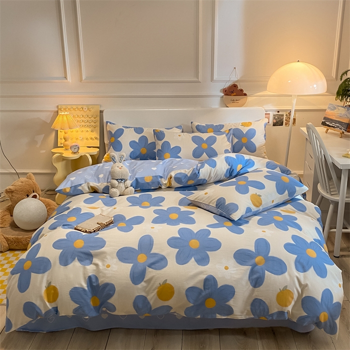 91家纺网 家纺一手货源 找家纺 澜妃 2025春夏新款12868全棉纯棉印花单被套 蓝风铃