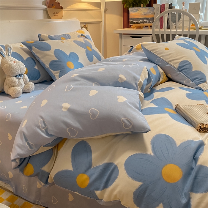 91家纺网 家纺一手货源 找家纺 澜妃 2025春夏新款12868全棉纯棉印花单被套 蓝风铃