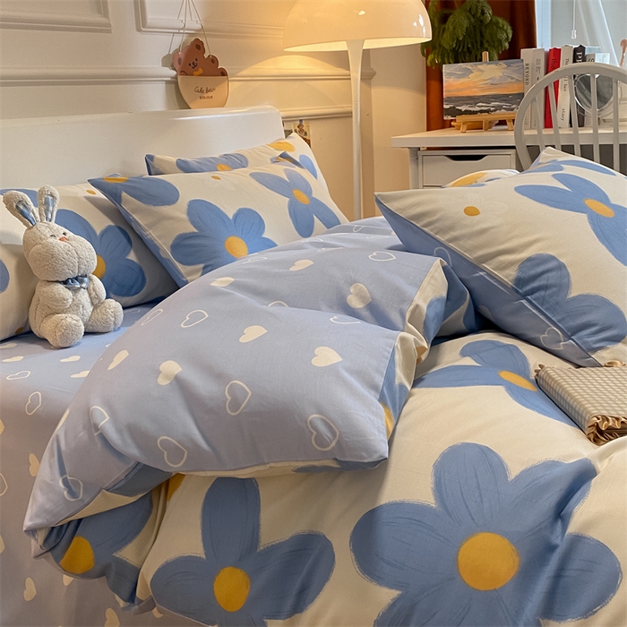 91家纺网 家纺一手货源 找家纺 澜妃 2025春夏新款12868全棉纯棉印花单被套 蓝风铃