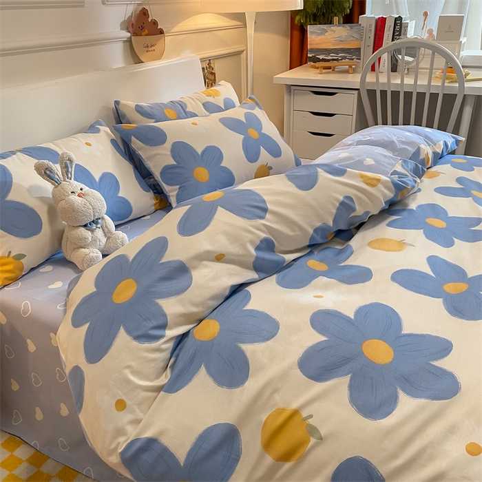 91家纺网 家纺一手货源 找家纺 澜妃 2025春夏新款12868全棉纯棉印花单被套 蓝风铃