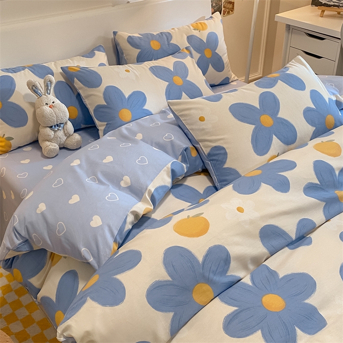 91家纺网 家纺一手货源 找家纺 澜妃 2025春夏新款12868全棉纯棉印花单被套 蓝风铃