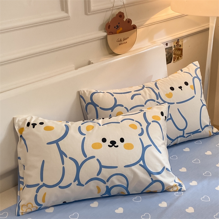 91家纺网 家纺一手货源 找家纺 澜妃 2025春夏新款12868全棉纯棉印花单被套 波波熊-蓝