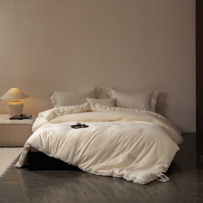 91家纺网 家纺一手货源 找家纺 （总）丽卡家纺 2025新款美好约定提花蚕丝子母被被子被芯